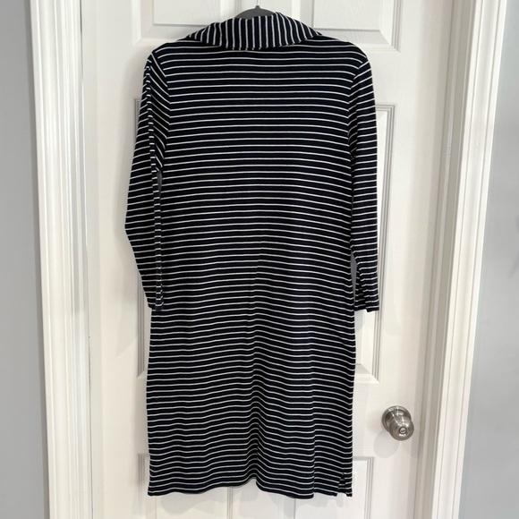LRL Lauren Jeans Co Ralph Lauren Striped Navy Nautical 3/4 Sleeve Shirt Dress M - Picture 7 of 12